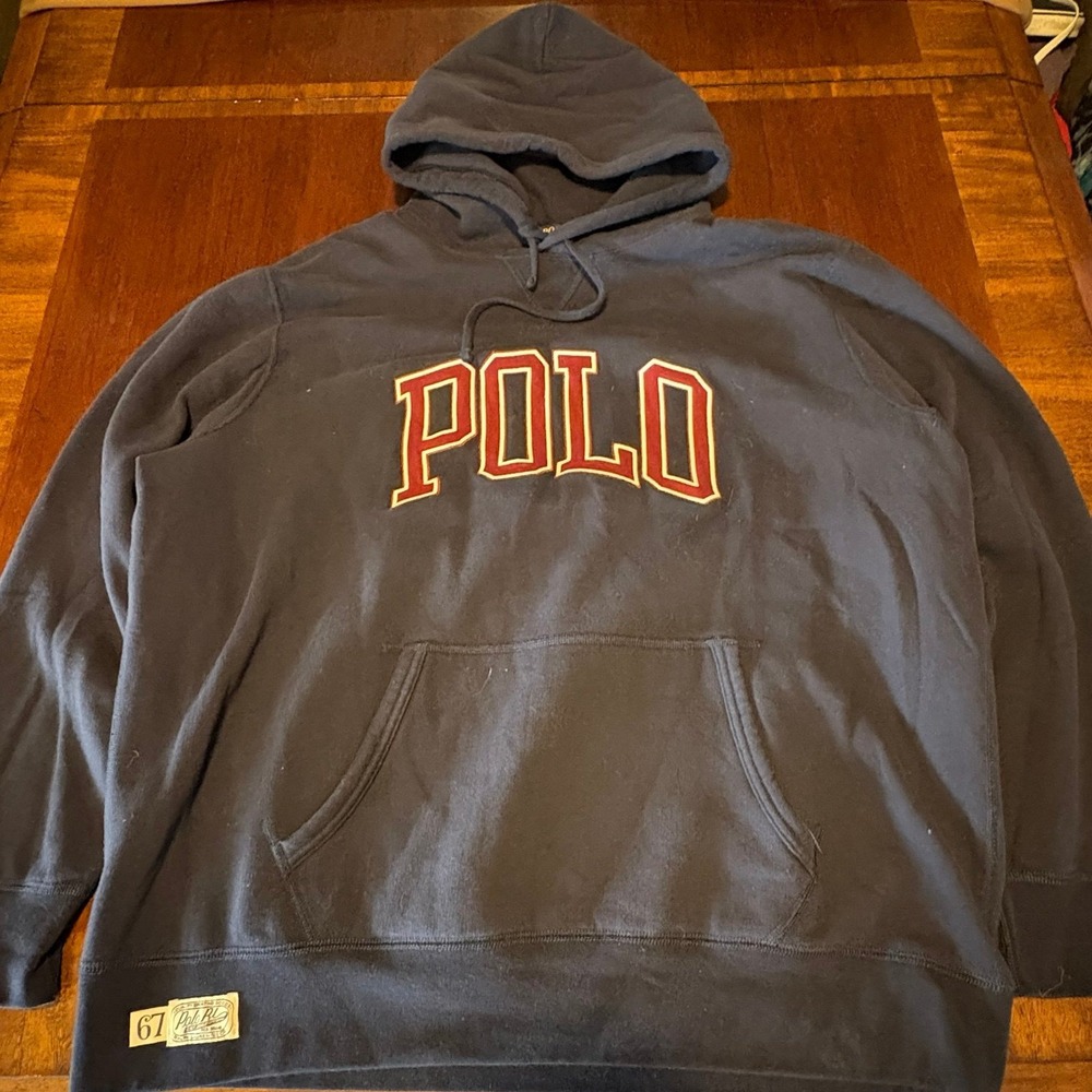 Polo Ralph Lauren Spell Out Hoodie Navy Pullover XXL